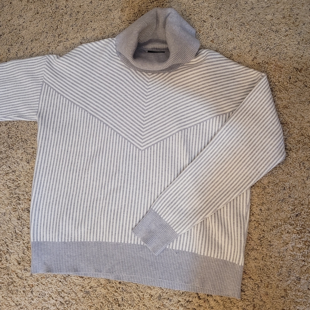 Adrienne Vittadini Light Gray Turtleneck Sweater